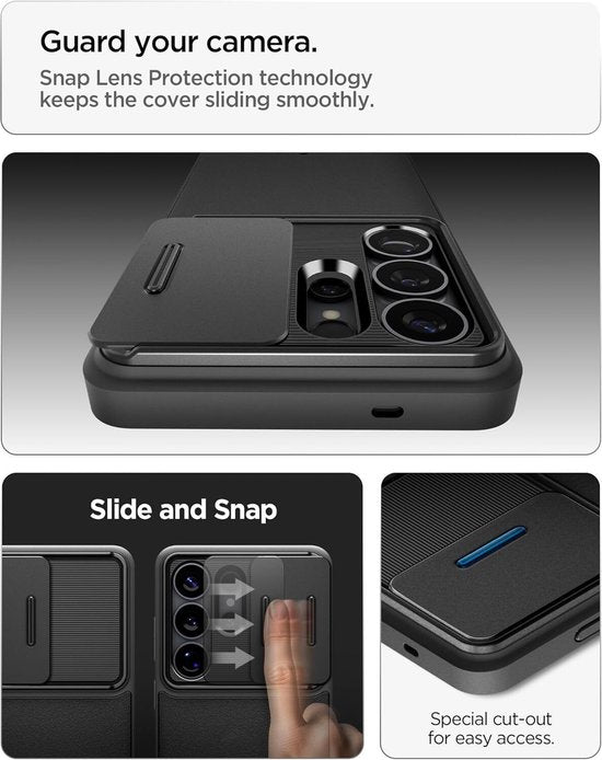 Spigen Optik Armor hoesje - Camera Slider - geschikt voor Samsung Galaxy S26 Ultra - Zwart
