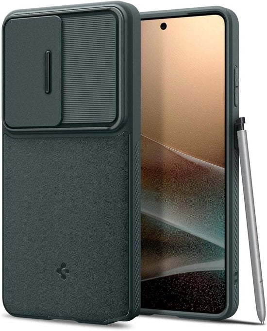 Spigen Optik Armor hoesje - Samsung Galaxy S26 Ultra camera slider - Abyss Green