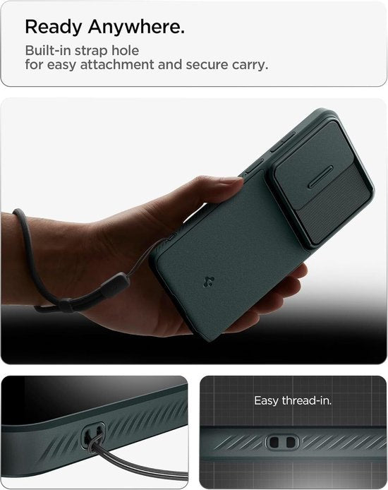 Spigen Optik Armor hoesje - Samsung Galaxy S26 Ultra camera slider - Abyss Green