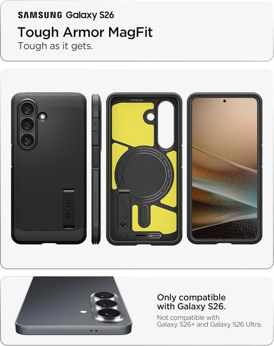 Spigen Tough Armor MagFit hoesje - geschikt voor Samsung Galaxy S26 - Zwart