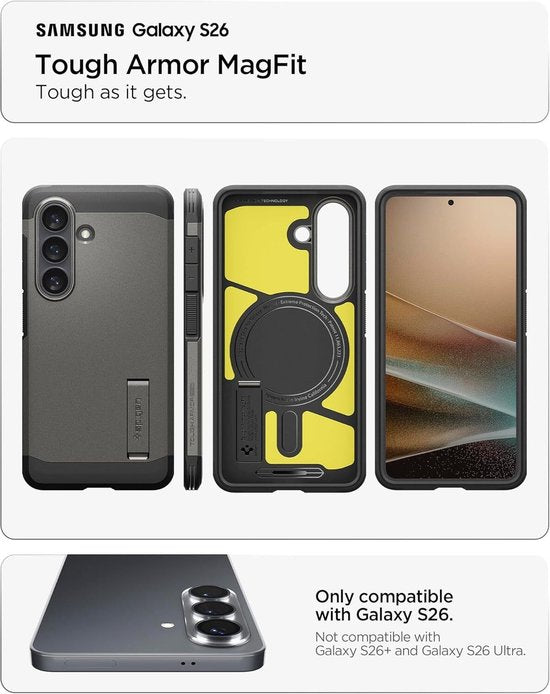 Spigen Tough Armor hoesje - geschikt voor Samsung Galaxy S26 - MagSafe - Gunmetal