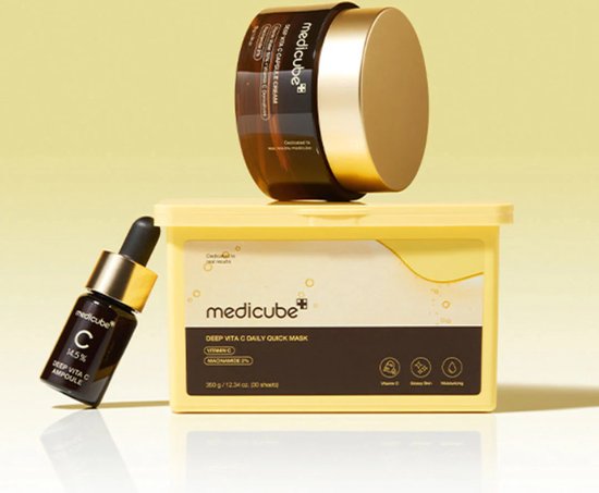 Medicube gezichtsmasker - Deep Vita C Daily Quick Mask - vitamine C - alle huidtypes - set van 30
