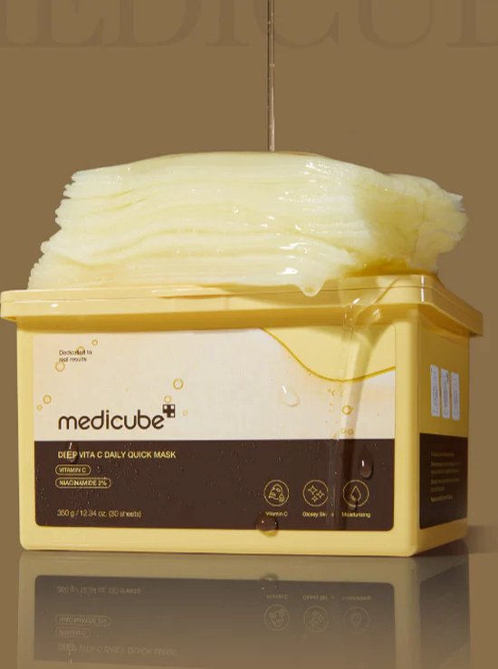 Medicube gezichtsmasker - Deep Vita C Daily Quick Mask - vitamine C - alle huidtypes - set van 30