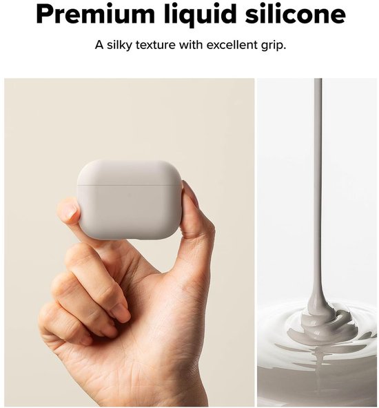 Ringke silicone case - suitable for Apple AirPods Pro 3 - with carabiner - Beige