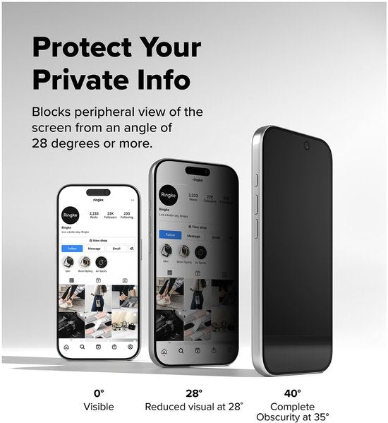 Ringke Easy Slide screenprotector - geschikt voor iPhone 17 Pro Max - privacy tempered glass met jig - set van 2