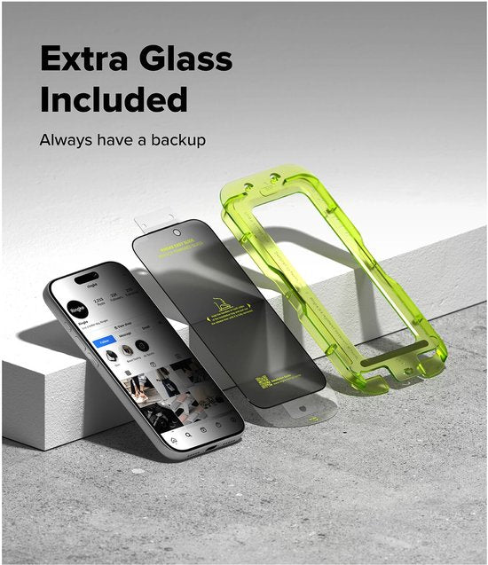 Ringke Easy Slide screenprotector - geschikt voor iPhone 17 Pro Max - privacy tempered glass met jig - set van 2