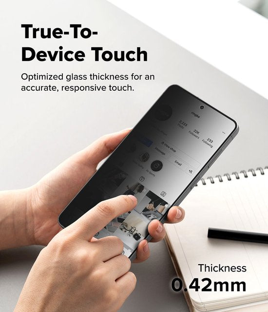 Ringke Easy Slide Privacy screen protector - Samsung Galaxy S26 - 9H full coverage tempered glass - anti-spy - case friendly - with jig - set of 2