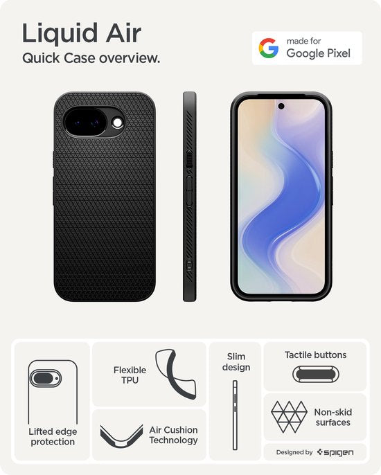 Spigen Liquid Air hoesje - voor Google Pixel 10a - Mat zwart