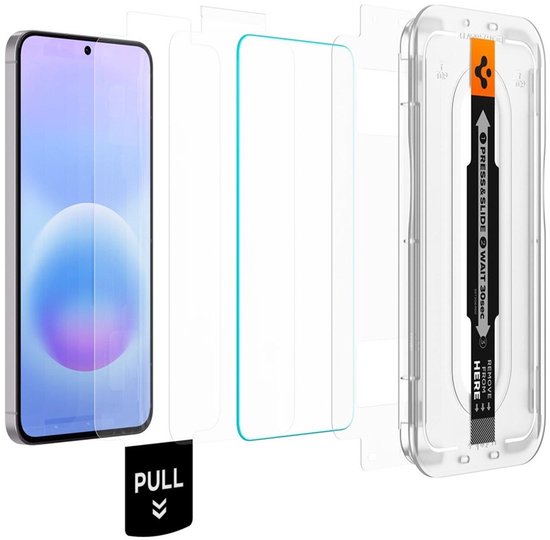 Spigen screenprotector - geschikt voor Samsung Galaxy A57 - tempered glas met montageframe - set van 2 - Transparant