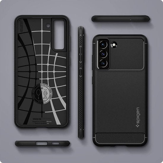Spigen Rugged Armor hoesje - Samsung Galaxy S21 FE - mat - Zwart
