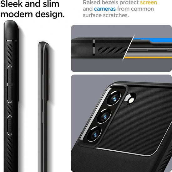 Spigen Rugged Armor hoesje - Samsung Galaxy S21 FE - mat - Zwart