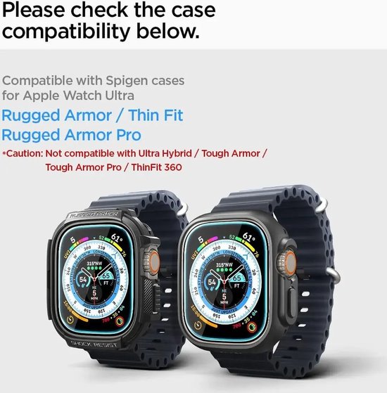 Spigen EZ Fit screen protector - Apple Watch Ultra 3/2/1 - glass - set of 2