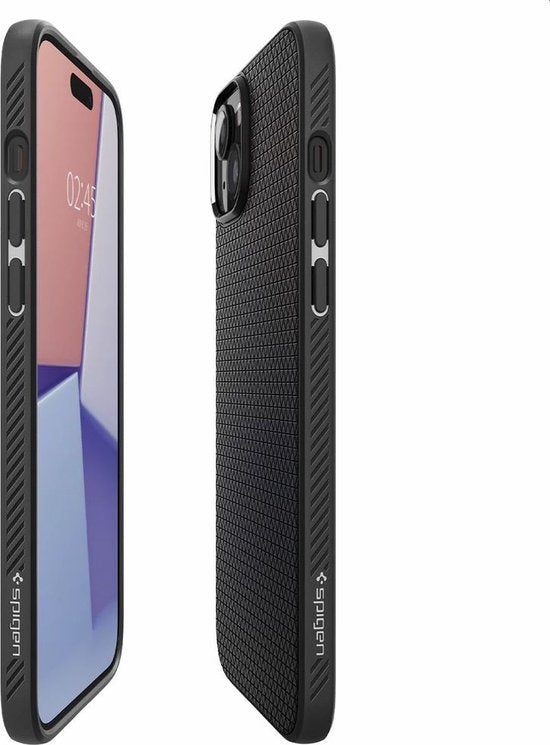 Spigen Liquid Air hoesje - Apple iPhone 15 - flexibel TPU mat - Zwart