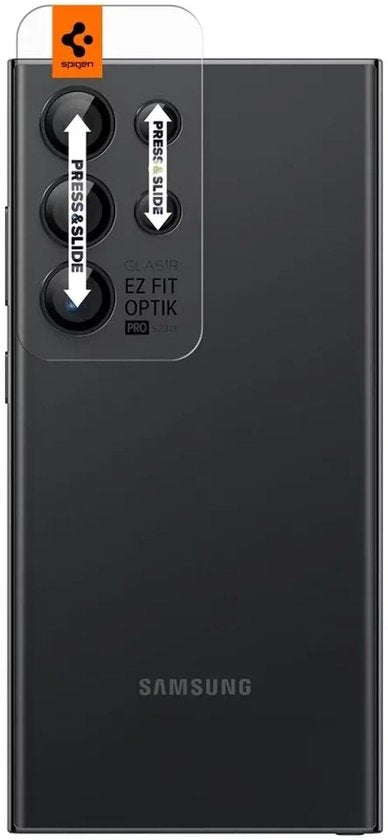 Spigen GlasTR EZ Fit Optik Pro cameralensprotector - Samsung Galaxy S24 Ultra - 9H gehard glas - set van 2 - Zwart