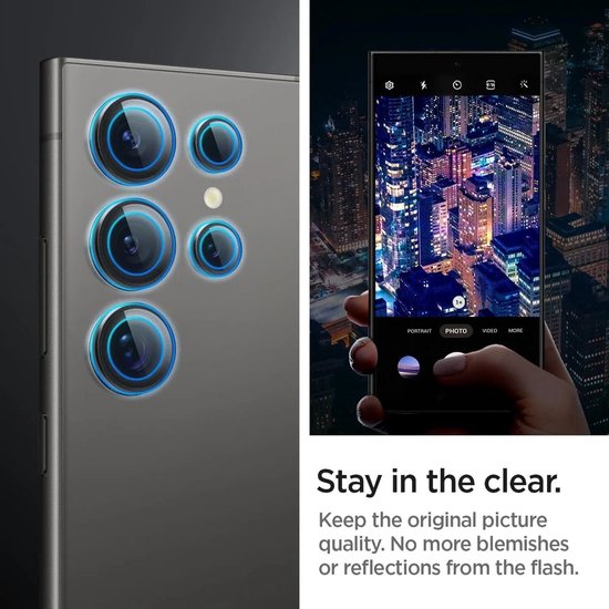 Spigen GlasTR EZ Fit Optik Pro cameralensprotector - Samsung Galaxy S24 Ultra - 9H gehard glas - set van 2 - Zwart