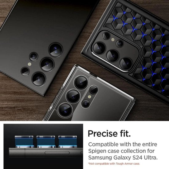 Spigen GlasTR EZ Fit Optik Pro cameralensprotector - Samsung Galaxy S24 Ultra - 9H gehard glas - set van 2 - Zwart