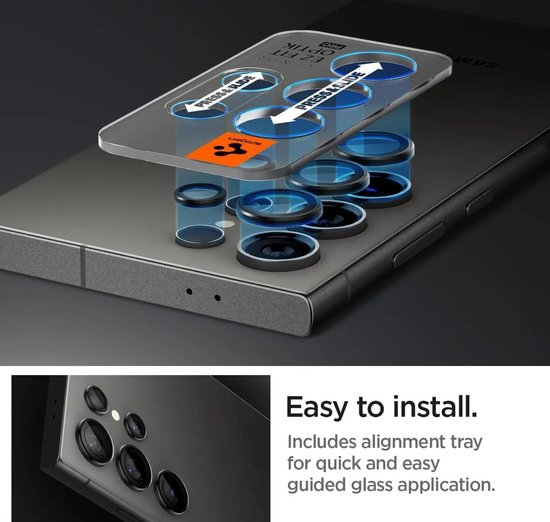 Spigen GlasTR EZ Fit Optik Pro cameralensprotector - Samsung Galaxy S24 Ultra - 9H gehard glas - set van 2 - Zwart