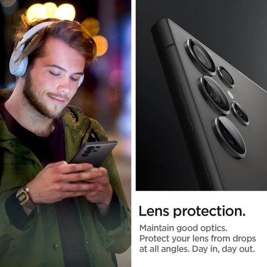 Spigen GlasTR EZ Fit Optik Pro cameralensprotector - Samsung Galaxy S24 Ultra - 9H gehard glas - set van 2 - Zwart