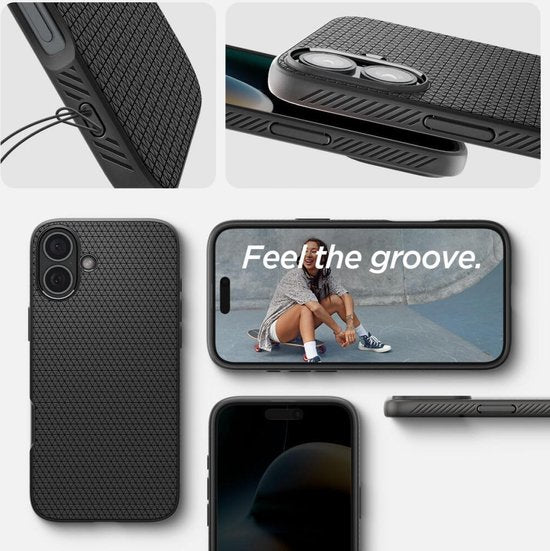 Spigen Liquid Air hoesje - geschikt voor iPhone 16 Plus - TPU - Zwart