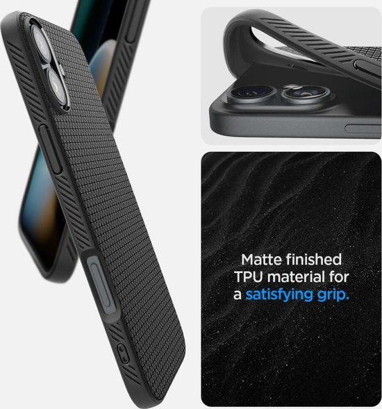 Spigen Liquid Air hoesje - geschikt voor iPhone 16 Plus - TPU - Zwart