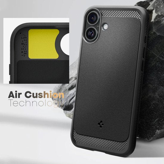 Spigen Rugged Armor MagFit case - Apple iPhone 16 - MagSafe - air cushion - Black