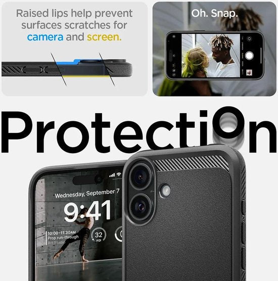 Spigen Rugged Armor MagFit case - Apple iPhone 16 - MagSafe - air cushion - Black