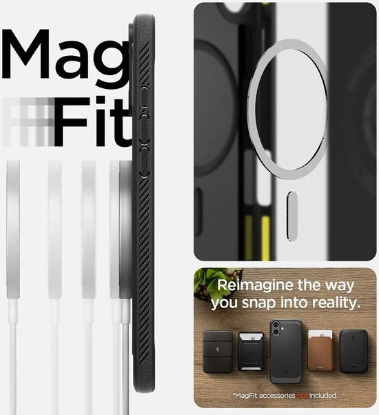Spigen Rugged Armor MagFit case - Apple iPhone 16 - MagSafe - air cushion - Black