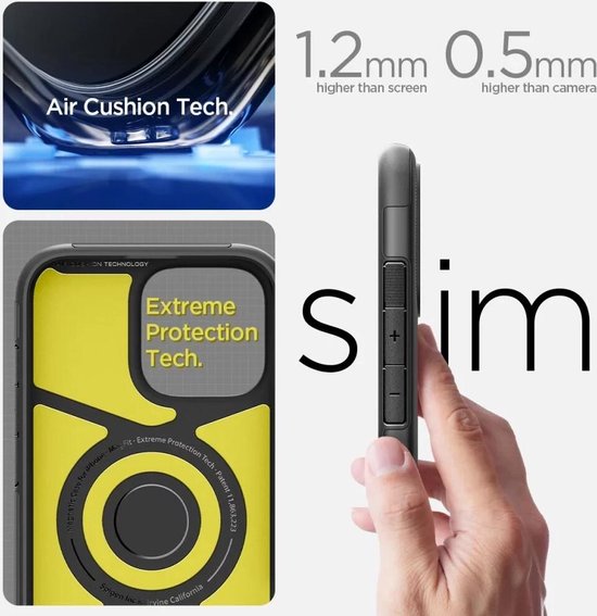 Spigen Slim Armor hoesje geschikt voor iPhone 16 - MagSafe - Zwart