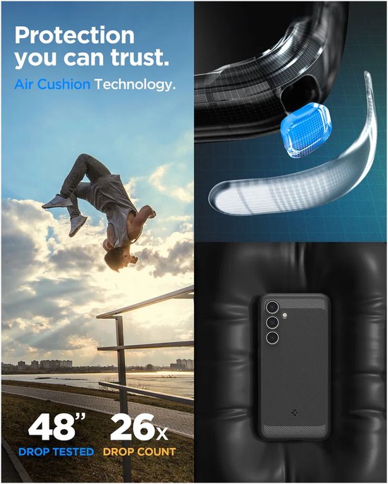 Spigen Samsung Galaxy S24 FE hoesje - Rugged Armor - Mat zwart