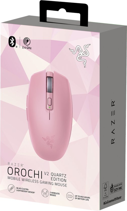 Razer Orochi V2 gaming muis - draadloos - optisch 18.000 DPI - mechanisch - Roze