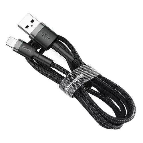 Baseus USB naar Lightning Kabel - 0.5 meter - Geweven nylon - Zwart/Grijs