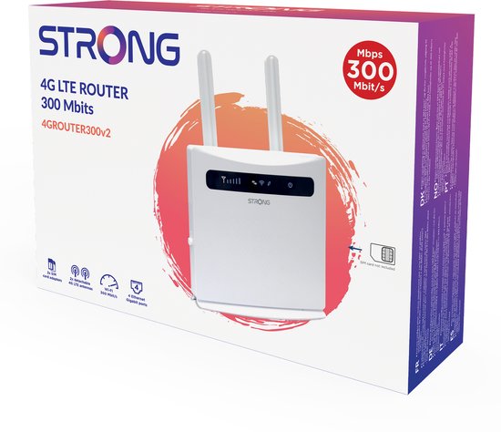 Strong 4G LTE 300 wifi router - 150 Mbps 4G/300 Mbps wifi - 4 RJ45 poorten - Wit