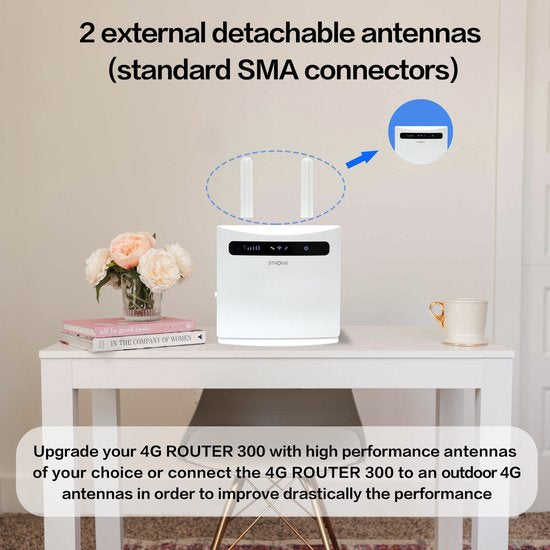 Strong 4G LTE 300 wifi router - 150 Mbps 4G/300 Mbps wifi - 4 RJ45 poorten - Wit