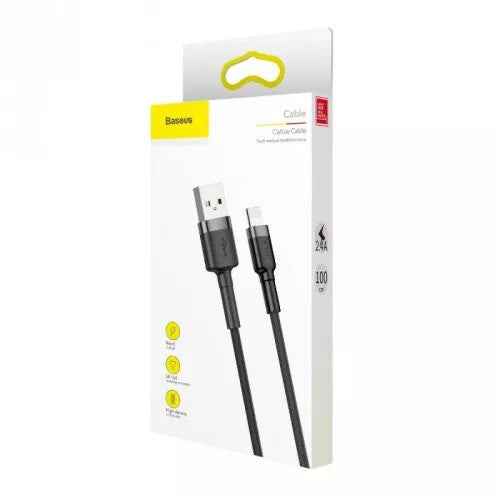 Baseus USB naar Lightning Kabel - 0.5 meter - Geweven nylon - Zwart/Grijs