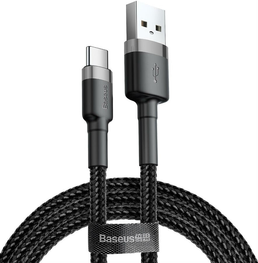 Baseus Cafule Kabel USB naar USB-C 3 A - 0.5 meter - Grijs/Zwart