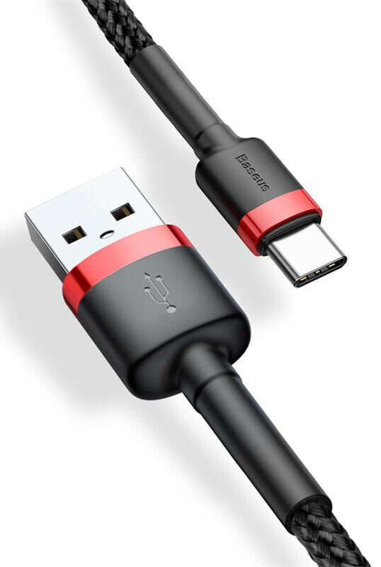 Baseus Cafule USB naar USB-C Kabel 2 meter - Zwart/Rood