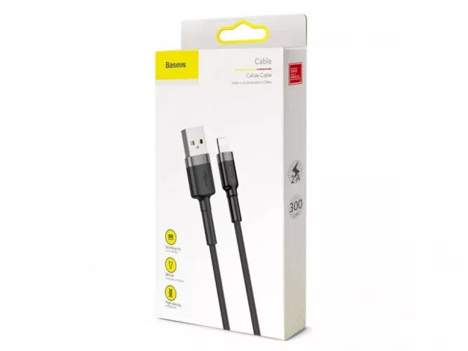 Baseus Cafule USB naar Lightning Kabel - 3 meter - Zwart/Grijs - 3 A - Fast Charging - Geschikt voor iPhone