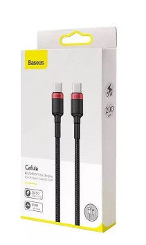 Baseus Cafule PD 100W Snellaadkabel USB-C naar USB-C - 2 meter - Rood/Zwart