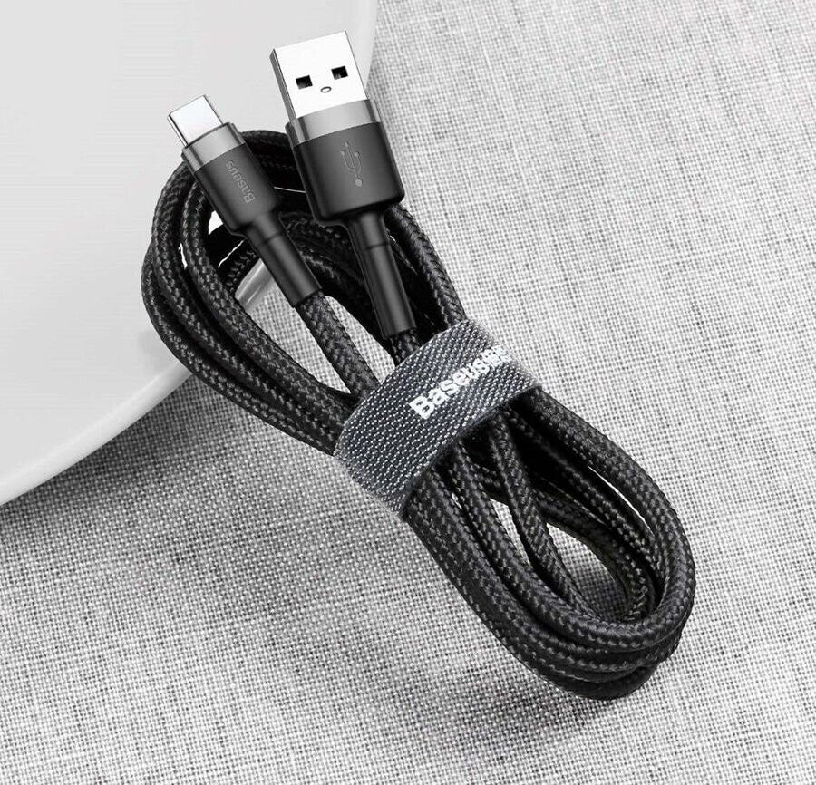 Baseus Cafule Kabel USB naar USB-C 3 A - 0.5 meter - Grijs/Zwart