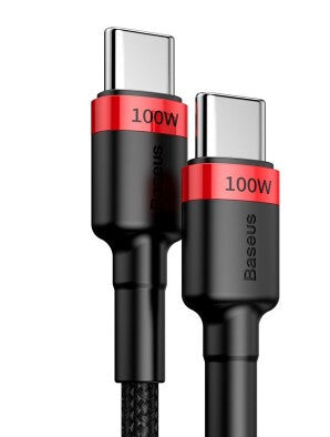 Baseus Cafule PD 100W Snellaadkabel USB-C naar USB-C - 2 meter - Rood/Zwart