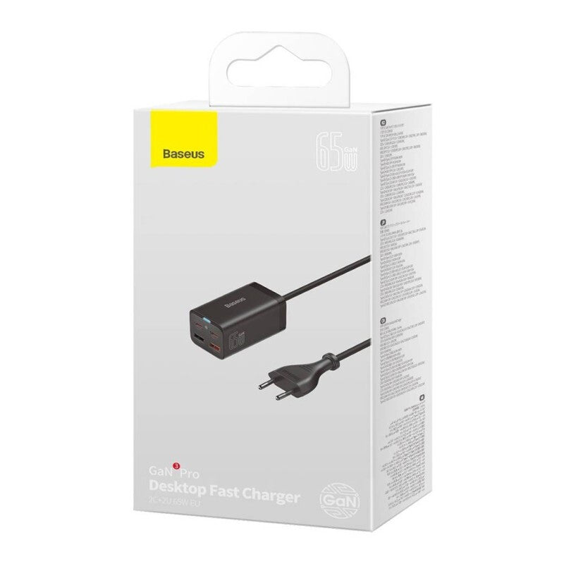 Baseus GaN3 Pro 65W Snellader voor laptop/MacBook + 100W USB-C kabel 5 A 1 meter