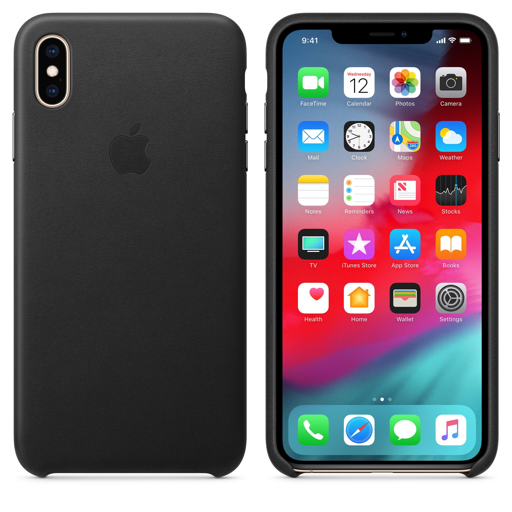 Apple iPhone Xs Max Leather Case - Zwart